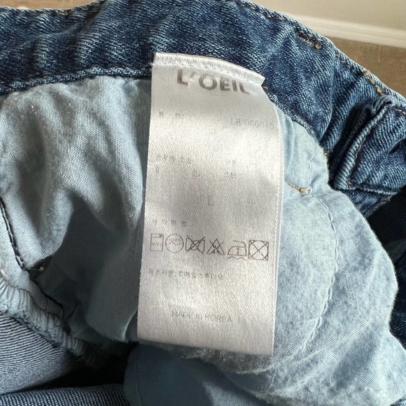 L'OEIL Studio Medium Wash Straight Crop High Rise Fray Hem Jeans Women's Large - Picture 6 of 7